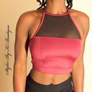 Burgundy Mesh Crop Top